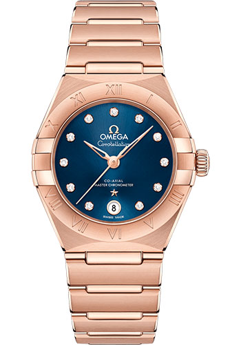 Omega Constellation Rose Gold 29 MM - Rose Gold Bracelet - Blue Diamond Dial - 131.50.29.20.53.001