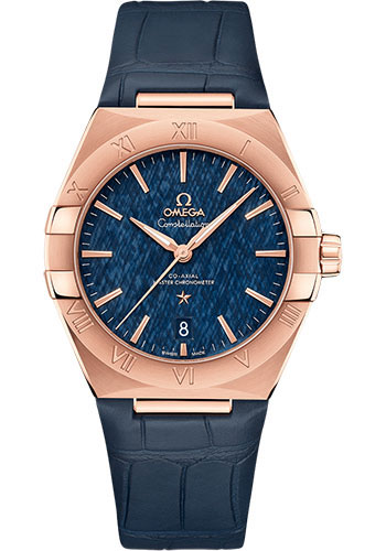 Omega Constellation Rose Gold 39 MM - Blue Leather Strap - Blue Dial - 131.53.39.20.03.001