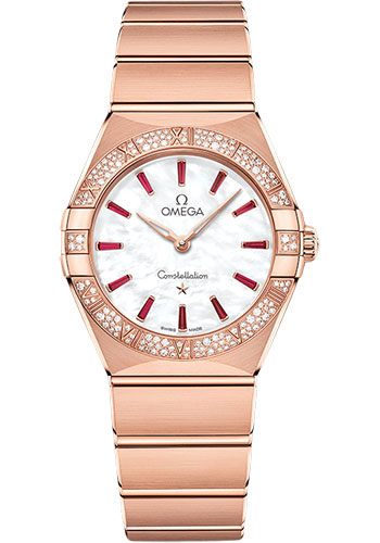 Omega Constellation Rose Gold 28 MM - Rose Gold Bracelet - Diamond Bezel - Mother-Of-Pearl Dial - 131.55.28.60.55.004