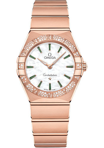 Omega Constellation Rose Gold 28 MM - Rose Gold Bracelet - Diamond Bezel - Mother-Of-Pearl Dial - 131.55.28.60.55.005