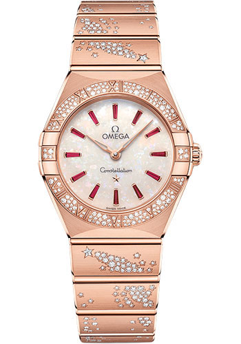 Omega Constellation Rose Gold 28 MM - Rose Gold Diamond Bracelet - Diamond Bezel - White Diamond Dial - 131.55.28.60.99.003