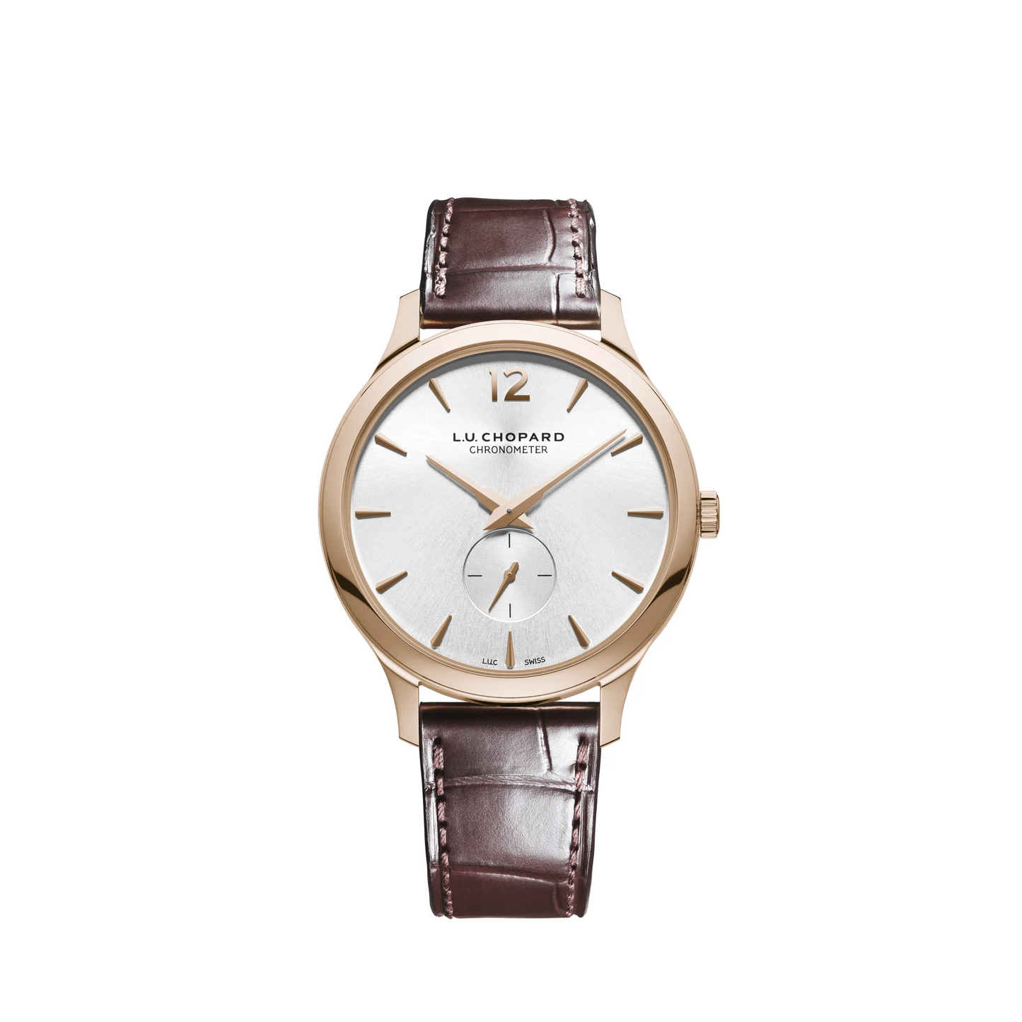 Chopard L.U.C Rose gold 40 MM - Brown Alligator Strap - Silver dial - 161948-5001