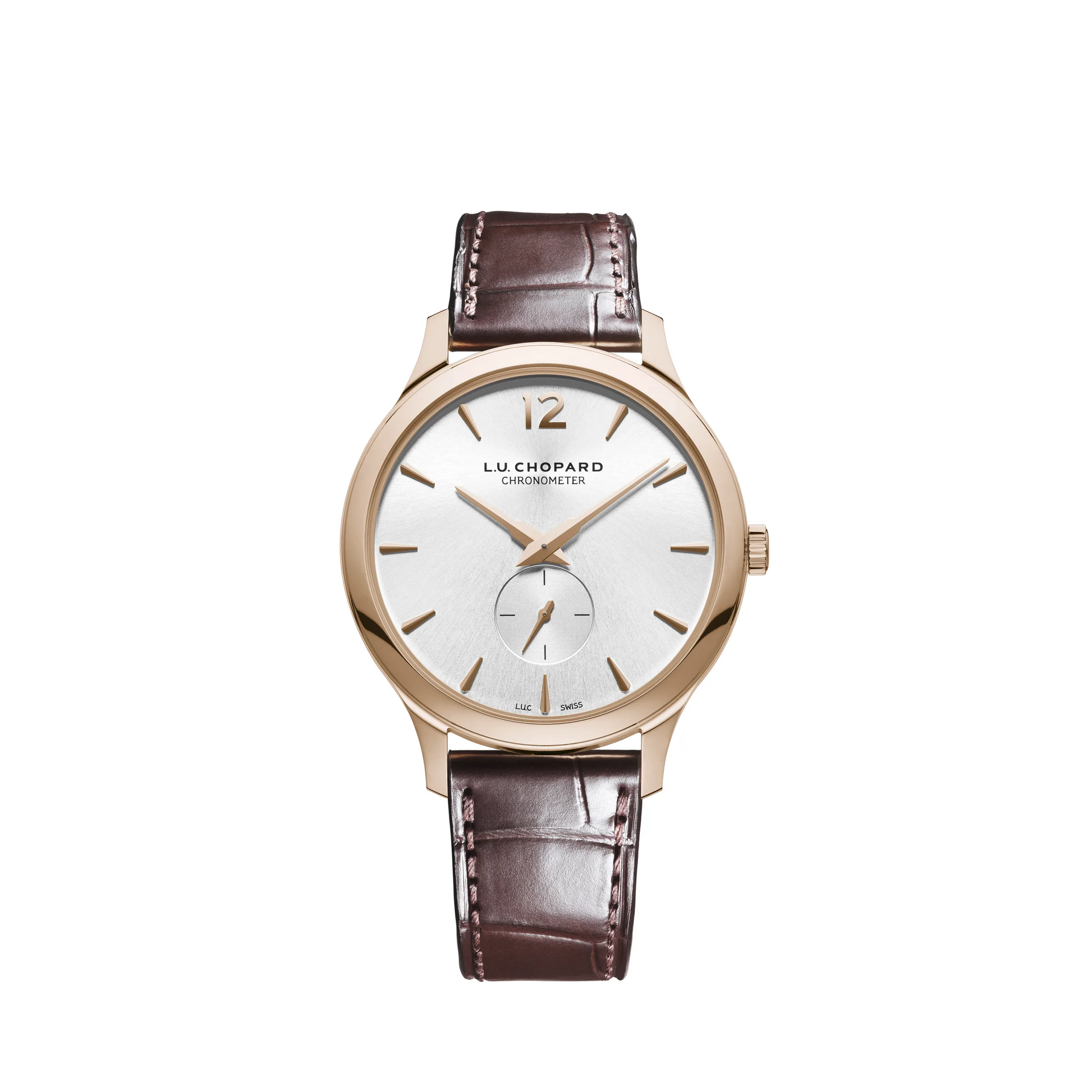 Chopard L.U.C Rose gold 40 MM - Brown Alligator Strap - Silver dial - 161948-5001