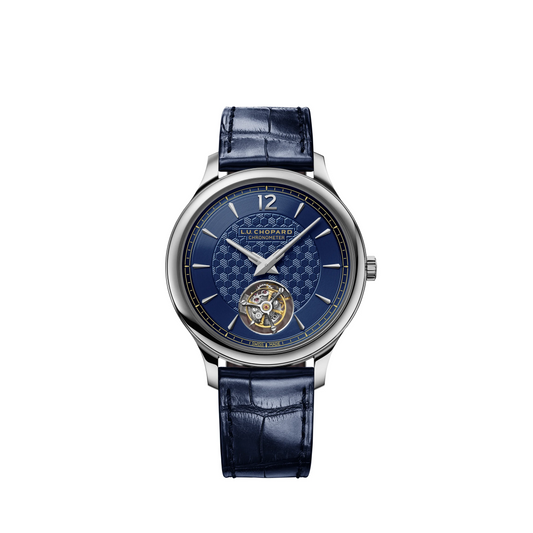 Chopard L.U.C White Gold 40 MM - Blue Alligator Strap - Blue Guilloché Dial - 161978-1001