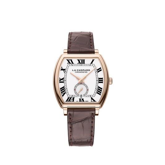 Chopard L.U.C Rose gold 38.8 x 38.5 MM - Brown Alligator Strap - White Dial - 162296-5001