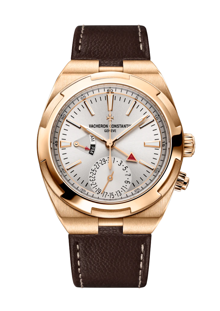 Vacheron Constantin Overseas Chronograph Pink Gold 41 MM - Brown Leather Strap - Silver Dial - 7900V/000R-B336