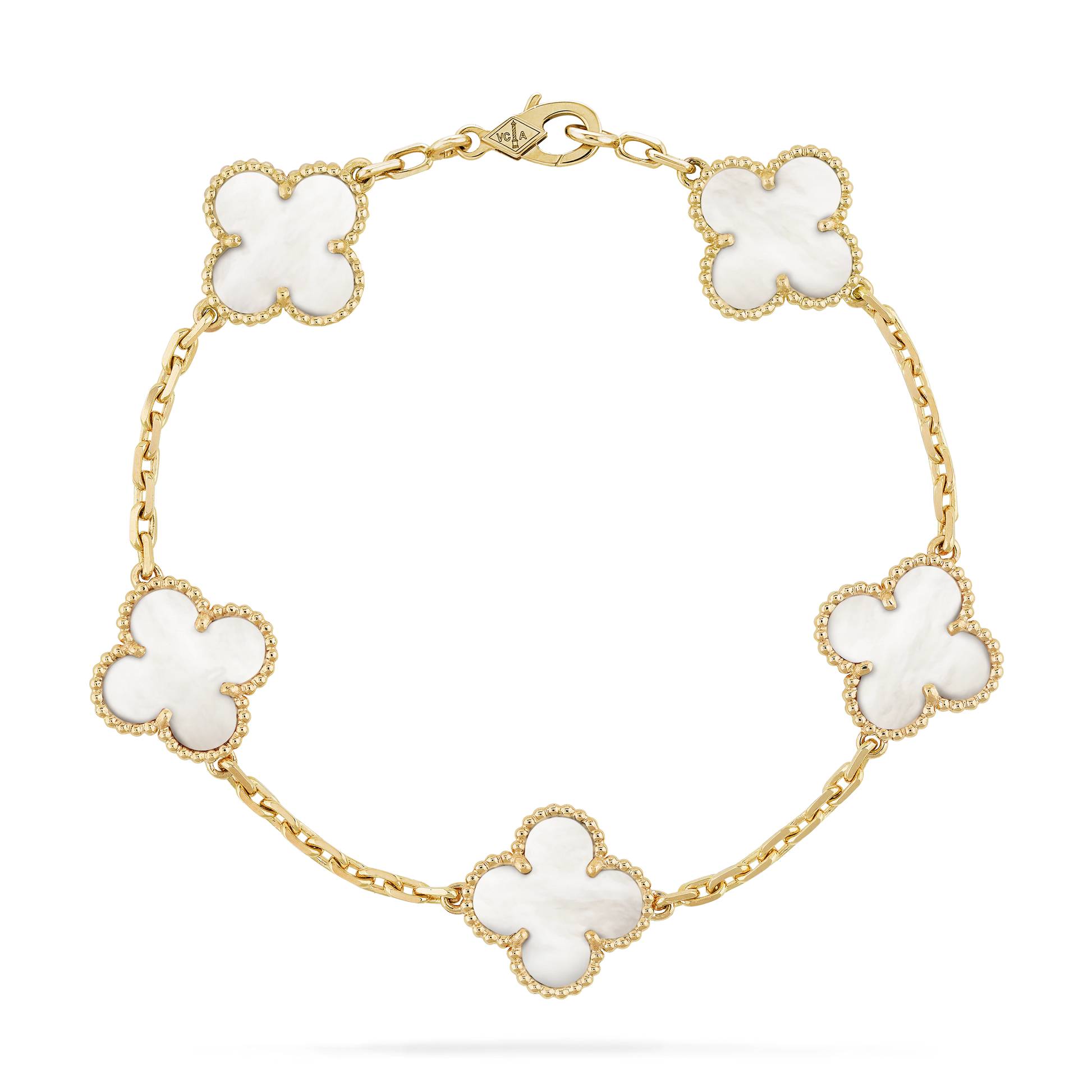 Van Cleef & Arpels Vintage Alhambra Bracelet - 18k Yellow Gold - MoP - 5 Motifs - VCARA41800