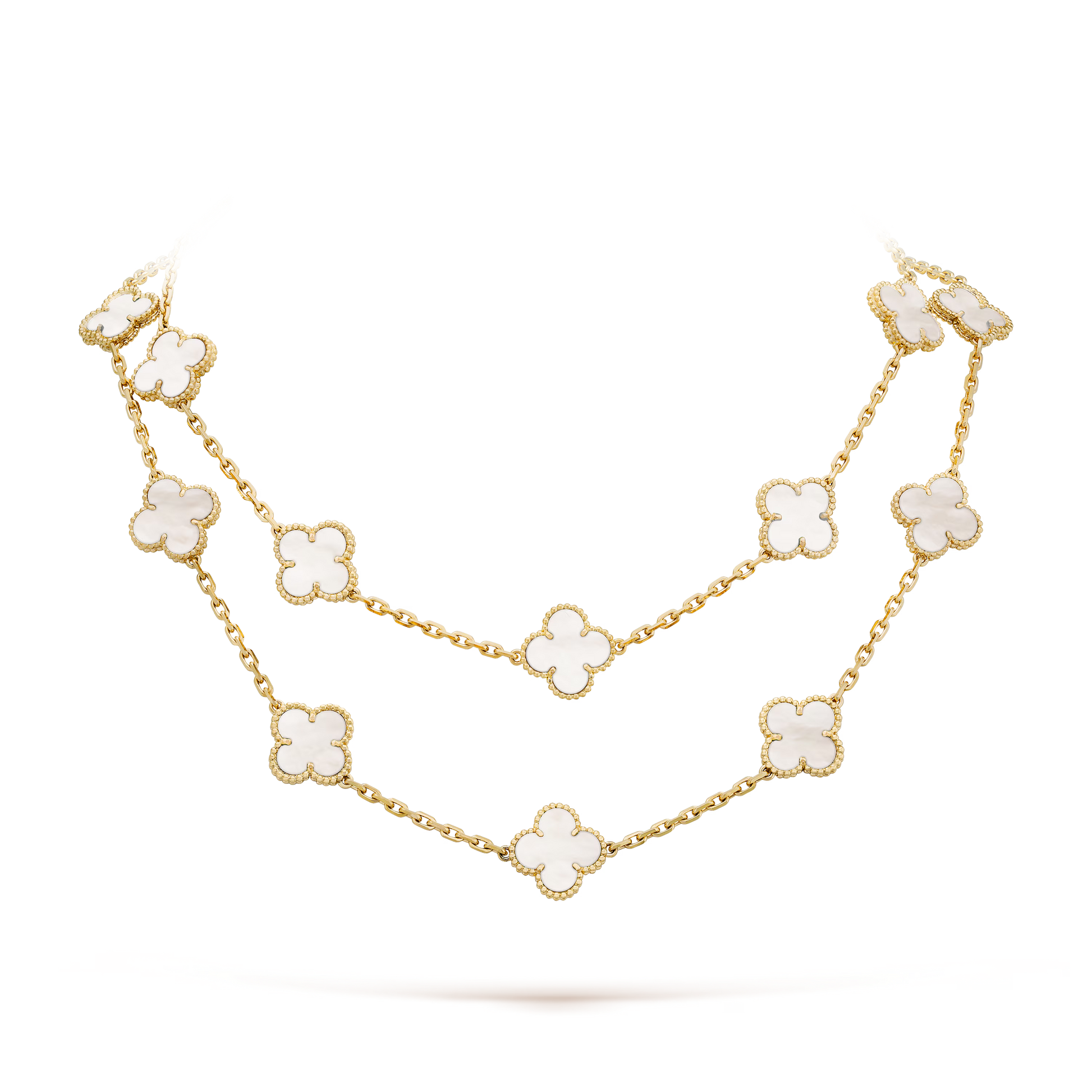 Van Cleef & Arpels Vintage Alhambra Long Necklace - 18k Yellow Gold - MoP - 20 Motifs - VCARA42100