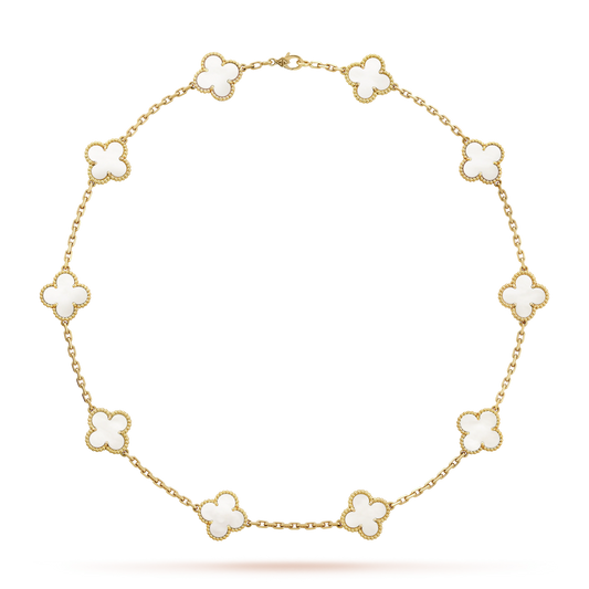 Van Cleef & Arpels Vintage Alhambra Necklace - 18k Yellow Gold - MoP - 10 Motifs - VCARA42800