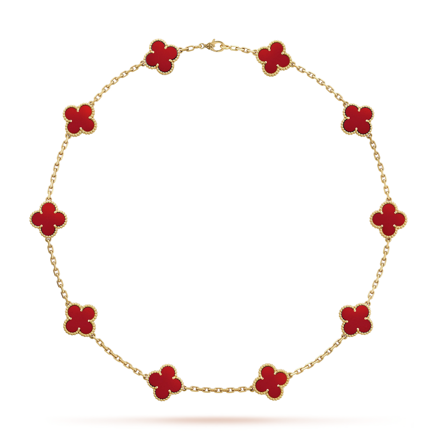 Van Cleef & Arpels Vintage Alhambra Necklace - 18k Yellow Gold - Carnelian - 10 Motifs - VCARD40600