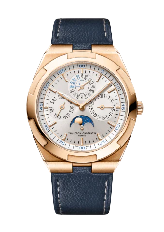 Vacheron Constantin Overseas Calendar - Rose Gold 41.5 MM - Blue Leather Strap - Silver Dial - 4300V/000R-B064