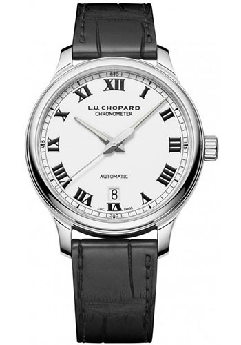 Chopard L.U.C Stainless Steel 42 MM - Black Alligator Strap - Porcelain Dial - 168558-3002