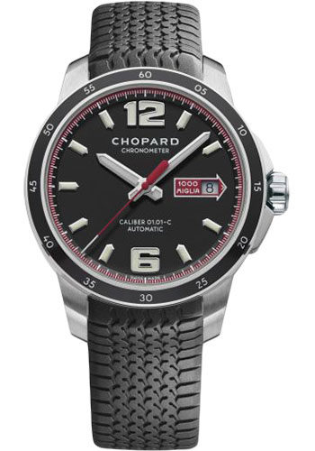 Chopard Mille Miglia Stainless Steel 43 MM - Black Rubber Strap - Matte Black Dial - 168565-3001