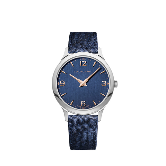 Chopard L.U.C Stainless Steel 40 MM - Blue Alligator Strap - Galvanic Navy Blue dial - 168592 3002