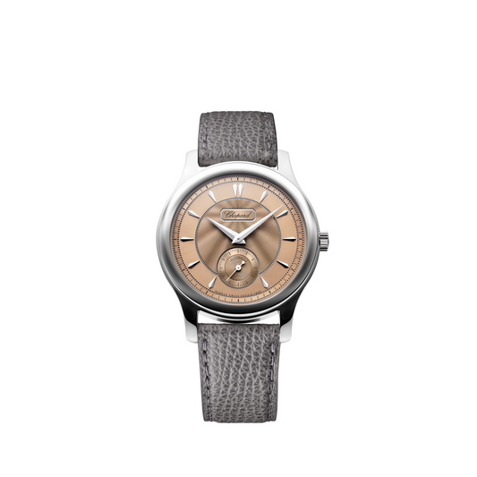 Chopard L.U.C Stainless steel 36.5 MM - Gray Vintage Calfskin Strap - Salmon Guilloché Dial - 168860-3003