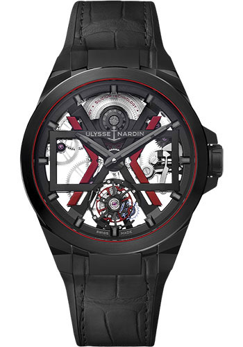 Ulysse Nardin Blast Titanium And Ceramic Case 45 MM - Black Leather Strap - Black Dial - 1723-400/BLACK