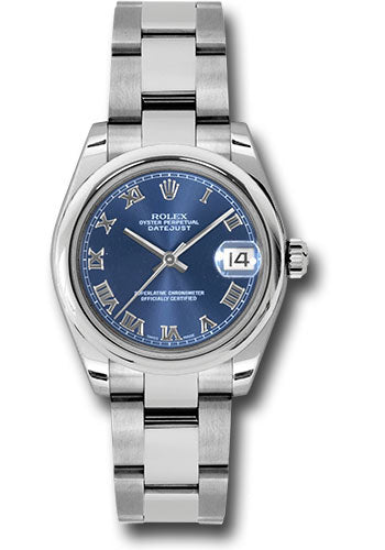 Rolex Stainless Steel Datejust - 31 MM - Oyster Bracelet - Domed Bezel - Blue Roman Dial - 178240 bro