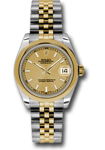 Rolex Steel and Yellow Gold Datejust - 31 MM - Jubilee Bracelet - Domed Bezel - Champagne Index Dial - 178243 chij