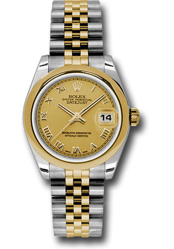 Rolex Steel and Yellow Gold Datejust - 31 MM - Jubilee Bracelet - Domed Bezel - Champagne Roman Dial - 178243 chrj