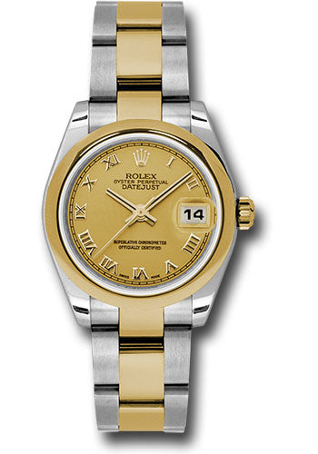 Rolex Steel and Yellow Gold Datejust - 31 MM - Oyster Bracelet - Domed Bezel - Champagne Roman Dial - 178243 chro