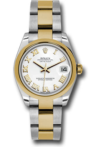 Rolex Steel and Yellow Gold Datejust - 31 MM - Oyster Bracelet - Domed Bezel - White Roman Dial - 178243 wro