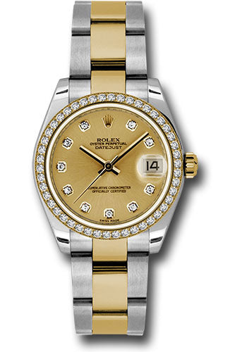 Rolex Steel and Yellow Gold Datejust - 31 MM - Oyster Bracelet - Diamond Bezel - Champagne Diamond Dial - 178383 chdo