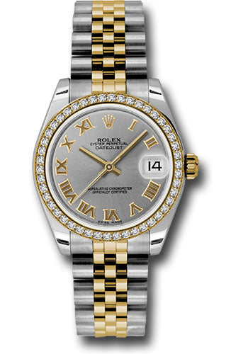 Rolex Steel and Yellow Gold Datejust - 31 MM - Jubilee Bracelet - 46 Diamond Bezel - Grey Roman Dial - 178383 grj