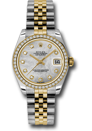 Rolex Steel and Yellow Gold Datejust - 31 MM - Jubilee Bracelet - 46 Diamond Bezel - Mother-Of-Pearl Diamond Dial - 178383 mdj