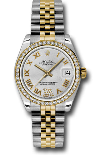 Rolex Steel and Yellow Gold Datejust - 31 MM - Jubilee Bracelet - 46 Diamond Bezel - Silver Diamond Roman Vi Roman Dial - 178383 sdrj