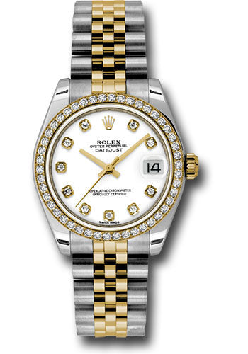 Rolex Steel and Yellow Gold Datejust - 31 MM - Jubilee Bracelet - 46 Diamond Bezel - White Diamond Dial - 178383 wdj