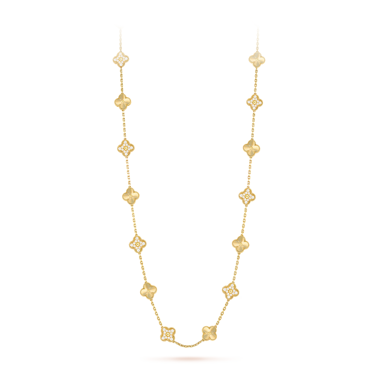 Van Cleef & Arpels Vintage Alhambra Long Necklace - 18k Yellow Gold - Diamond - 20 Motifs - Tw. 4ct - VCARP4KM00