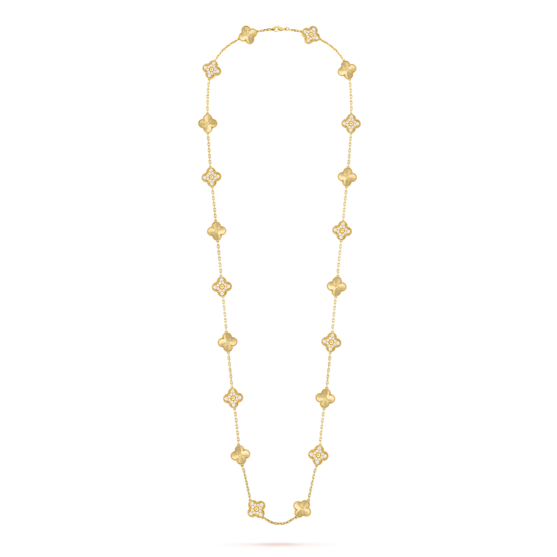 Van Cleef & Arpels Vintage Alhambra Long Necklace - 18k Yellow Gold - Diamond - 20 Motifs - Tw. 4ct - VCARP4KM00