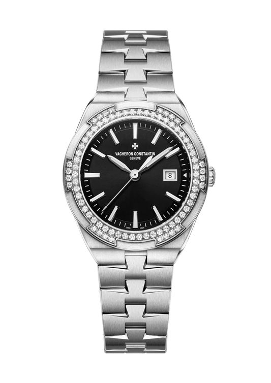 Vacheron Constantin Overseas Quartz Stainless Steel 33 MM - Stainless Steel Bracelet - Diamond Bezel - Black Dial - 1205V/100A-B591