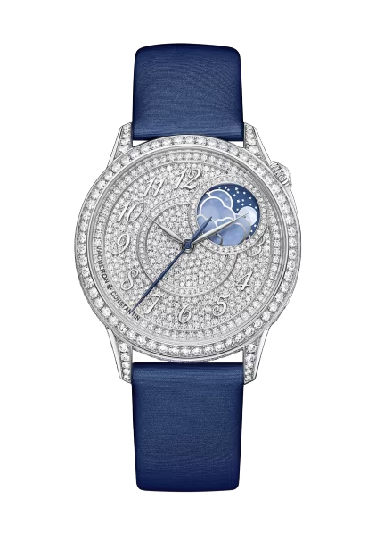 Vacheron Constantin Égérie White Gold 37 MM - Blue Leather Strap - Diamond Bezel - White Diamond Dial - 8006F/000G-B499