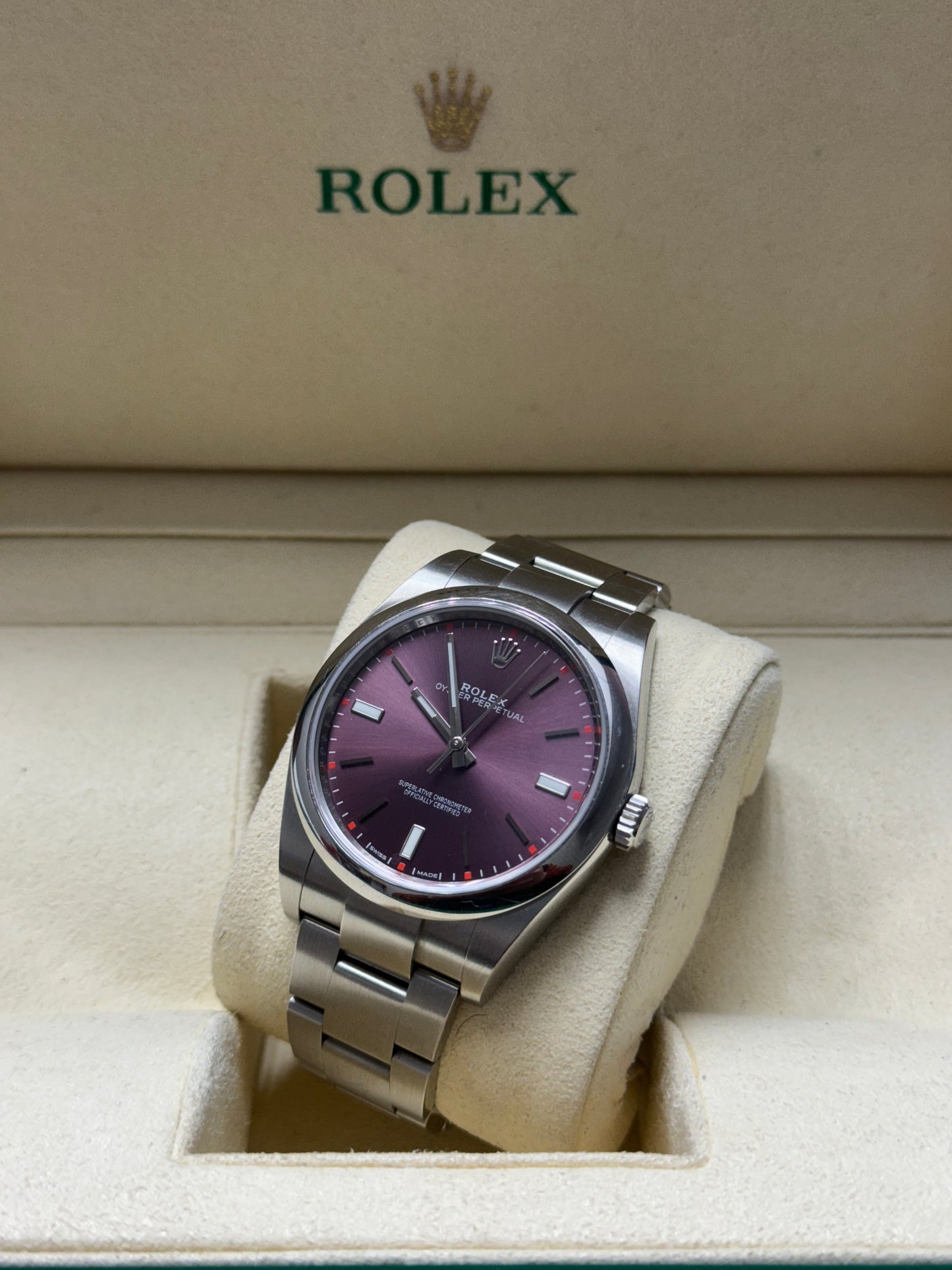 114300 Oyster Perpetual 39MM Grape Dial Like New Complete Set $7,699