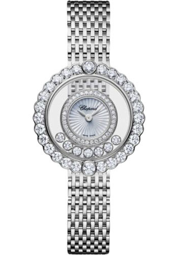 Chopard Happy Diamonds White Gold 30.30 MM - Rose Gold Bracelet - Diamond Bezel - Mother-Of-Pearl Dial - 204180-1201