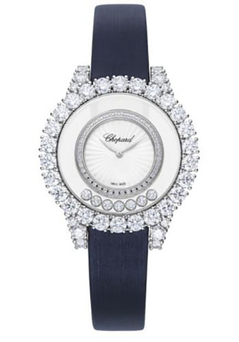 Chopard Happy Diamonds White Gold 27 MM - Blue strap - Diamond Bezel - Mother-Of-Pearl Dial - 209430-1001