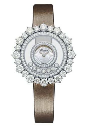 Chopard Happy Diamonds White Gold 36.30 MM - Brown Strap - Diamond Bezel - Mother-Of-Pearl Dial - 209436-1002