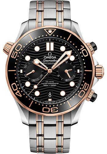 Omega Seamaster Rose Gold 44 MM - Rose Gold and Stainless Steel Bracelet - Black Dial - 210.20.44.51.01.001