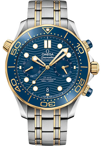Omega Seamaster Stainless Steel and Yellow Gold 44 MM - Stainless Steel Bracelet - Blue Dial - 210.20.44.51.03.001