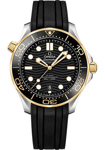 Omega Seamaster Stainless Steel and Yellow Gold 42 MM - Black Rubber Strap - Black Ceramic Dial - 210.22.42.20.01.001