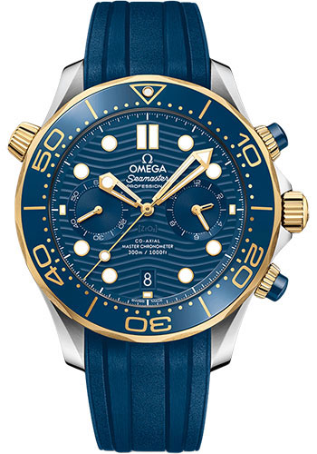 Omega Seamaster Stainless Steel and Yellow Gold 44 MM - Blue Rubber Strap - Blue Dial - 210.22.44.51.03.001