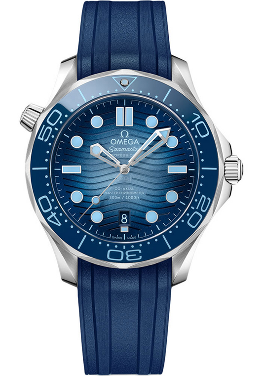 Omega Seamaster Stainless Steel 42 MM - Blue Rubber Strap - Blue Dial - 210.32.42.20.03.002
