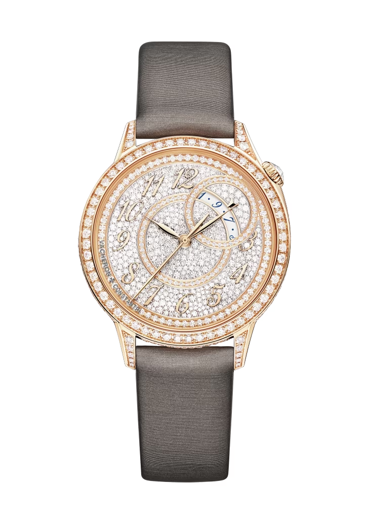 Vacheron Constantin Égérie Pink Gold 35 MM - Brown Leather Strap - Diamond Bezel - White Diamond Dial - 4606F/000R-B648