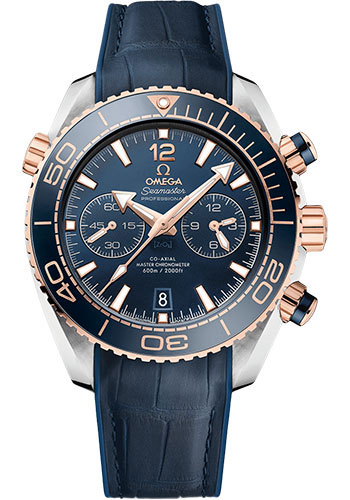 Omega Seamaster Planet Ocean Rose Gold and Stainless Steel 45.5 MM - Blue Leather Strap - Blue Ceramic Dial - 215.23.46.51.03.001