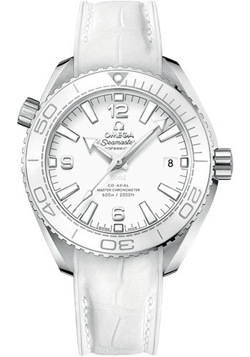 Omega Seamaster Planet Ocean Stainless Steel 39.5 MM - White Leather Strap - White Dial - 215.33.40.20.04.001
