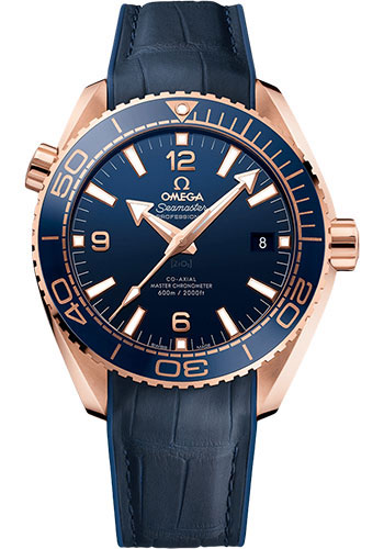 Omega Seamaster Planet Ocean Rose Gold 43.5 MM - Blue Leather Strap - Blue Ceramic Dial - 215.63.44.21.03.001