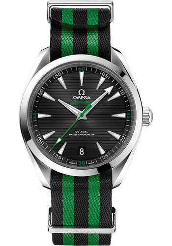 Omega Seamaster Stainless Steel 41 MM - Black And Green Striped Nato Strap - Black Dial - 220.12.41.21.01.002