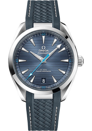 Omega Seamaster Aqua Terra Co Axial Stainless Steel 41 MM - Grey Structured Rubber Strap - Blue Dial - 220.12.41.21.03.002