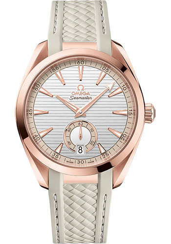 Omega Seamaster Rose Gold 41 MM - White Rubber Strap - Silvery Beige Dial - 220.52.41.21.02.001